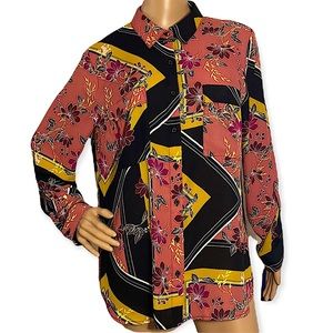 🆕 APT. 9  | FLORAL GEOMETRIC BUTTON DOWN BLOUSE
